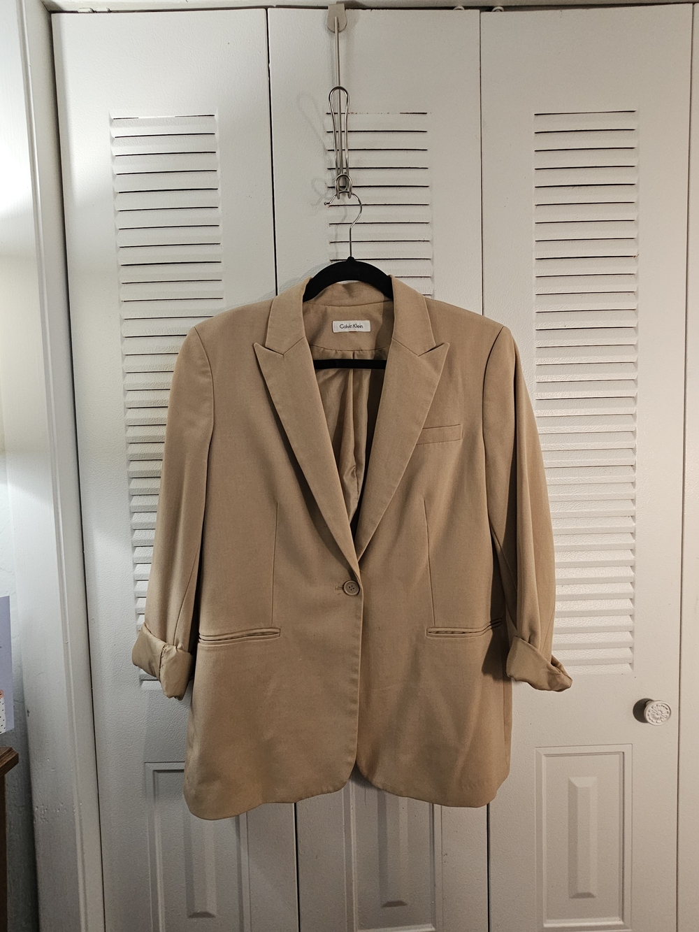 Calvin Klein Women's Tan Single-Button Blazer